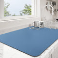 Dish Drying Mat for Kitchen Counter | Coffee Bar Mat for Countertops | Heat Resistant Drainer Mat with Non-slip Rubber Backed | Hide Stain Kitchen Absorbent Draining Mat | Blue 16"x18"