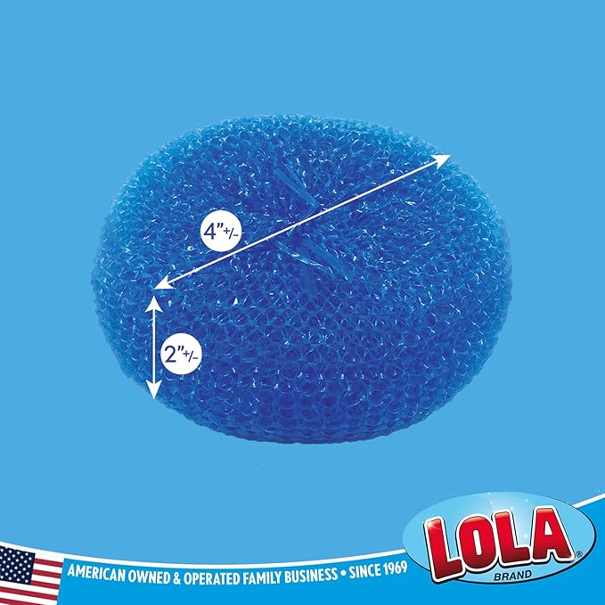 LOLA Jumbo 4" Plastic Mesh Scouring Pads, Non-Scratch, Great for Pots, Dishwashing, Sinks, Appliances, Assorted Colors, 1 Pack