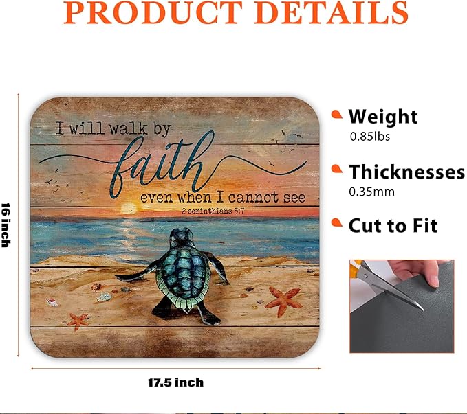 Sea Turtle Christian Dish Drying Mat - Christian Absorbent Dish Drying Mat for Kitchen Counter,Coffee Bar Mat,Coffee Maker Mat for Countertops, Christian Kitchen Decor, 16x17.5 Inch