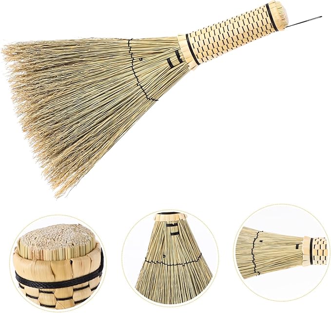 PRETYZOOM Small Corn Broom with Short Handle Handcrafted Whisk Broom for Easy Cleaning of Dust Dirt and Debris Bedrooms Sofas Carpets and Cars Portable Mini Sweeping Tool