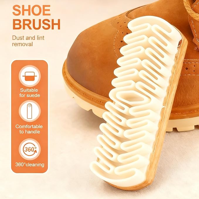 2-in-1 Suede Brush and Eraser,Soft Rubber Shoe Brush & Suede Shoe Cleaner,for Cleaning Shoes, Boots, Bags, Jackets & Purses,with Wooden Handle for Effective Stain Removal (2pcs)