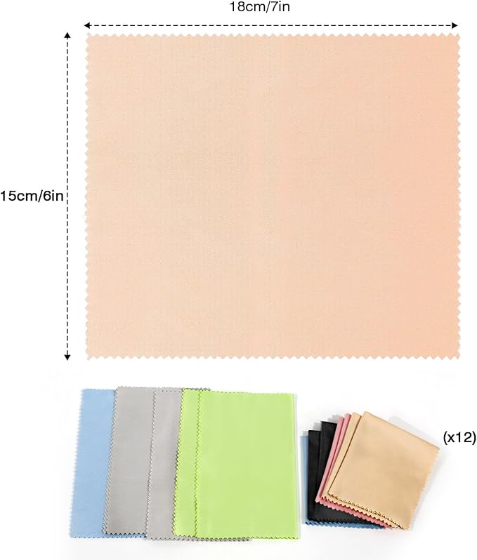 12Pack Assorted Colors Microfiber Cleaning Cloths,6x7in for Cleans Lenses, Glasses, Screens, Cameras, iPad, iPhone, Eyeglasses, Cell Phone, LCD TV Screens