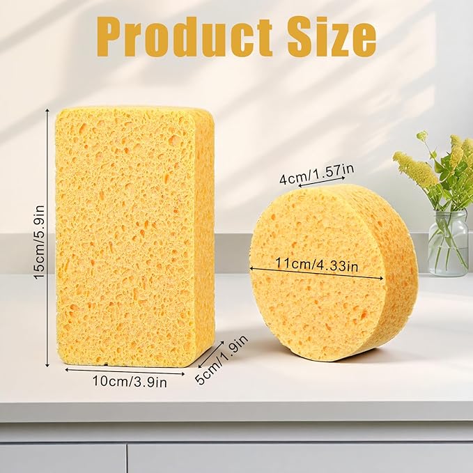 2Pcs Large Natural Sponges Household Cleaning Sponges Non-Scratch Cleaning for Kitchen Bathroom Countertops Car Wash 5.91 × 3.94 × 1.97 inches