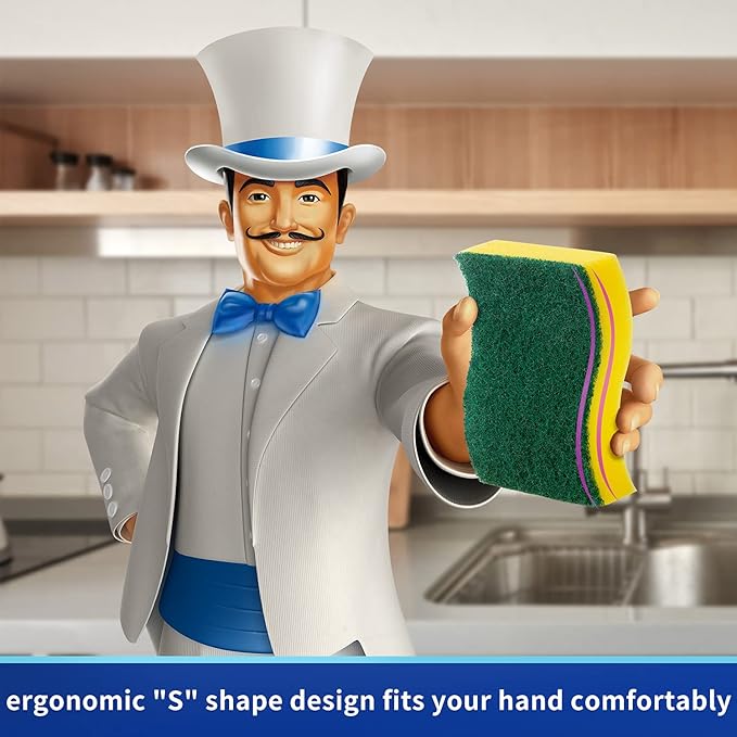 MR.SIGA Heavy Duty Scrub Sponge, Pack of 12, Size:11 x 7 x 3 cm, 4.3" x 2.8" x 1.2"