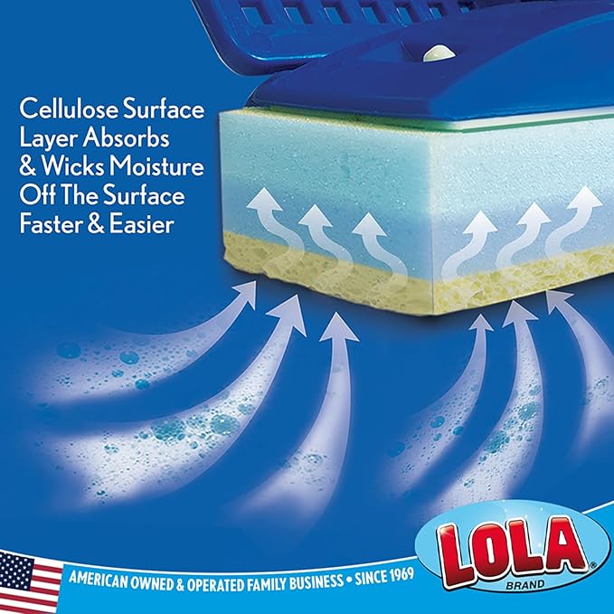 LOLA Squeeze Sponge Mop Refill, 6 Pack, w/Foam & Natural Cellulose Layer, Absorbs and Wicks Moisture, only Fits LOLA Sponge Mop, 9" Head
