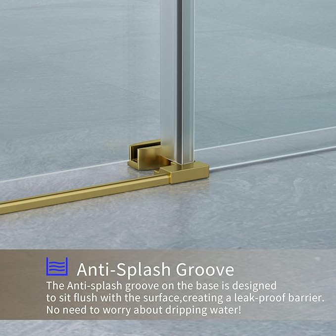 56-60" W x 76" H Frameless Shower Door,Sliding Shower Door with 5/16"(8mm) Clear SGCC Tempered Glass,Glass Shower Door w/Seal Strip Parts and Handle,Stainless Steel Hardware,Gold