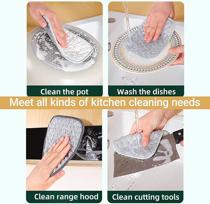5PCS Double-Sided Thickened Wire Dishwashing Rags - Non Scratch Wire Dishcloth & Miracle Wire Cleaning Cloth, Multipurpose Use on Dishes, Pots, Sinks & Kitchen Surfaces