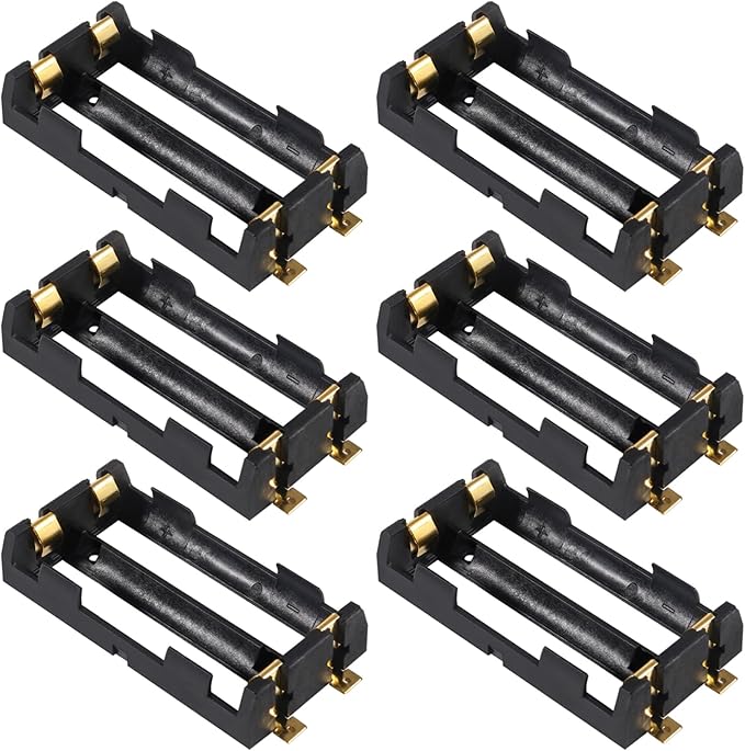 6pcs 18650 Battery Holder 2 Slot 3.7V 18650 Battery Clip Holder Box Storage Case with Soldering Pin Copper Contacts for 18650 DIY Charging Power Supply, Electronics Accessories