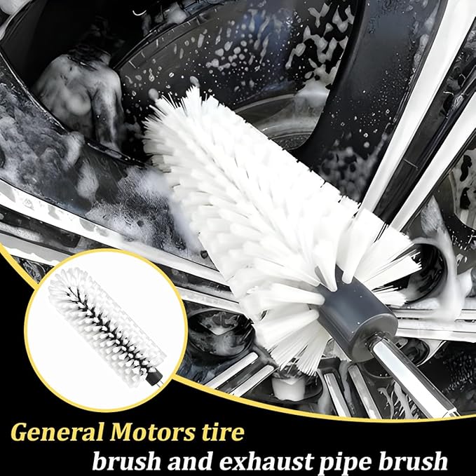 Drill Brush for Car Wheel, Soft No Scratches Vehicle Rim Cleaning Brush for Wheel Rim Engine, Highly Density Automotive Tire Drill Cleaner Tool, Universal for Most Vehicles (White)