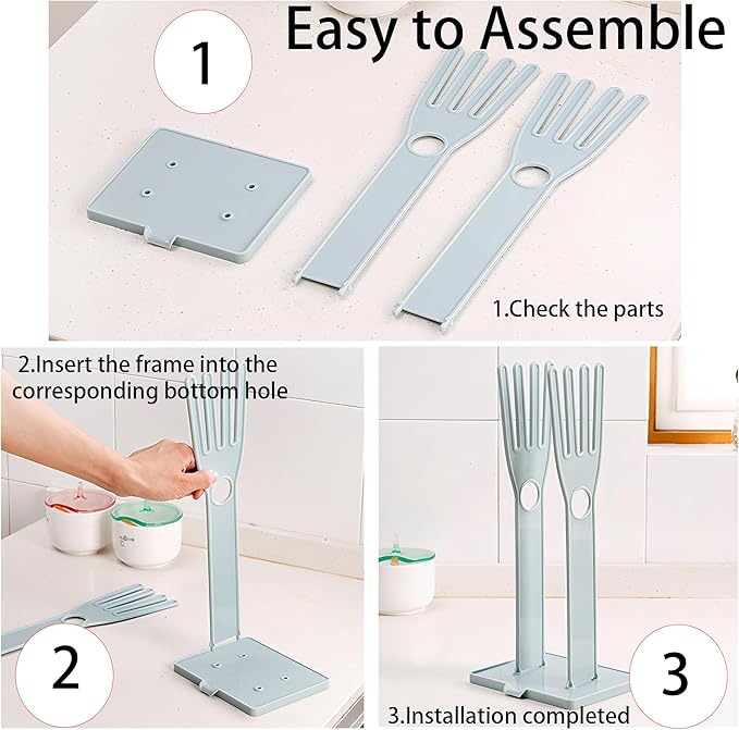 Kitchen Glove Holder Stand Dryer Rack Reusable Plastic Mitten Drying Organizer for Dishwashing Rubber Gloves Towel Storage Sink Holder Multi-Functional Cleaning Tool, Blue