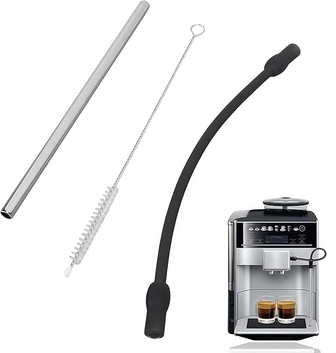 Coffee Machine Replacement Milk Tube: Compatible with Bosch and Siemens Coffee Machines, Stainless Steel Silicon Milk Hose with Cleaning Brush Frother Accessories