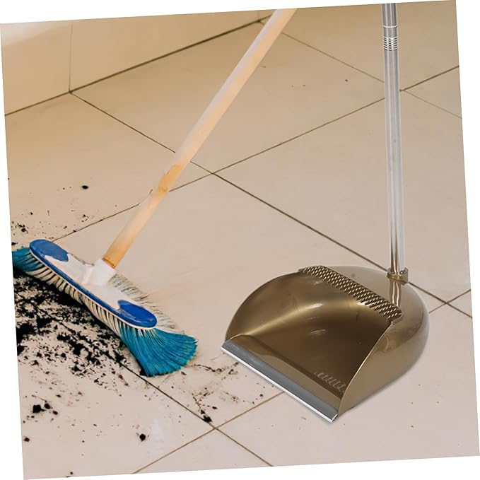 FRCOLOR Broom Dustpan Gold Broom Scraper Set Long Handle Dustpan for Home Cleaning