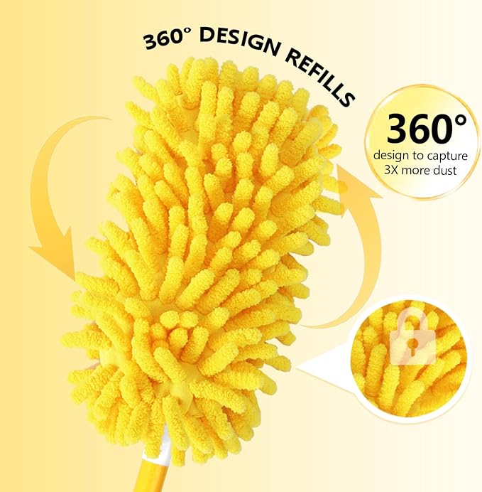 Reusable Duster Refill Compatible with Swiffer Hand Duster - 360 Heavy Duty Dusters Refills - Microfiber Ceiling Fan Duster for Swiffer Dusters Extended Handle, 6 Pack(Handle is Not Included)