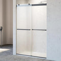 46-48" W x 76" H Soft-Close Frameless Double Sliding Shower Door, Bathroom Shower Glass Doors with 5/16" (8mm) SGCC Tempered Glass and Stainless Steel Handle, Easy to Install, Matte Black