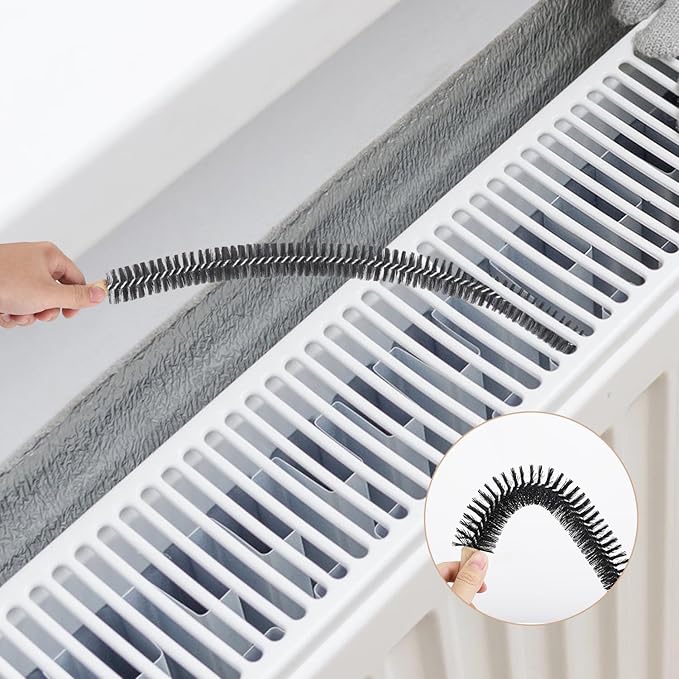 Radiator Cleaning Brush, Flexible Wood Handle Radiator Duster Brush Long Handled Dryer Lint Brush Radiator Duster Radiator Cleaner Brush Dryer Vent Brush for Radiator