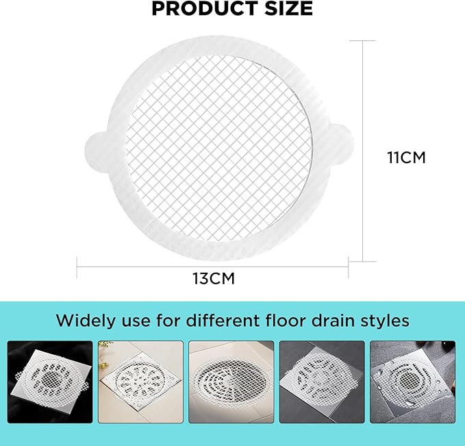 35 Pack Disposable Floor Drain Stickers, Hair Drain Stickers Disposable Shower Drain Hair Catcher Bathroom Accessories Bathtubs Mesh for Bathroom,Kitchen,Shower,Laundry (V-Round)