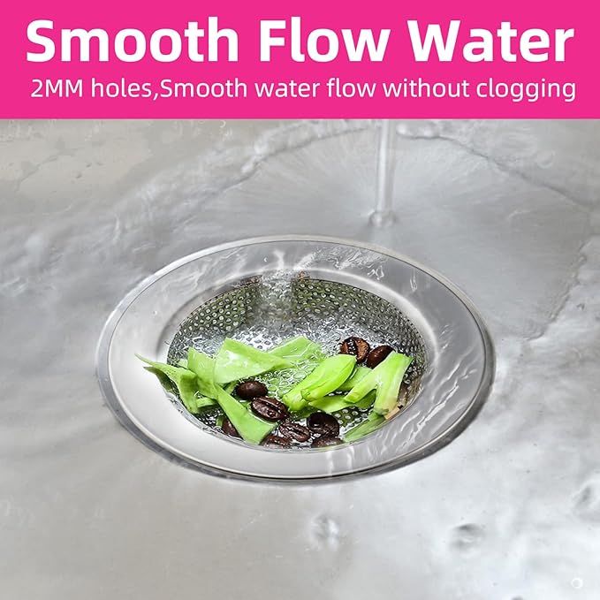 2 Packs Sink Strainer for Most Kitchen Sink Drain Basket, Upgraded Double-Layer Safe Design Kitchen Sink Strainer, Outer Diameter 4.5 Inch