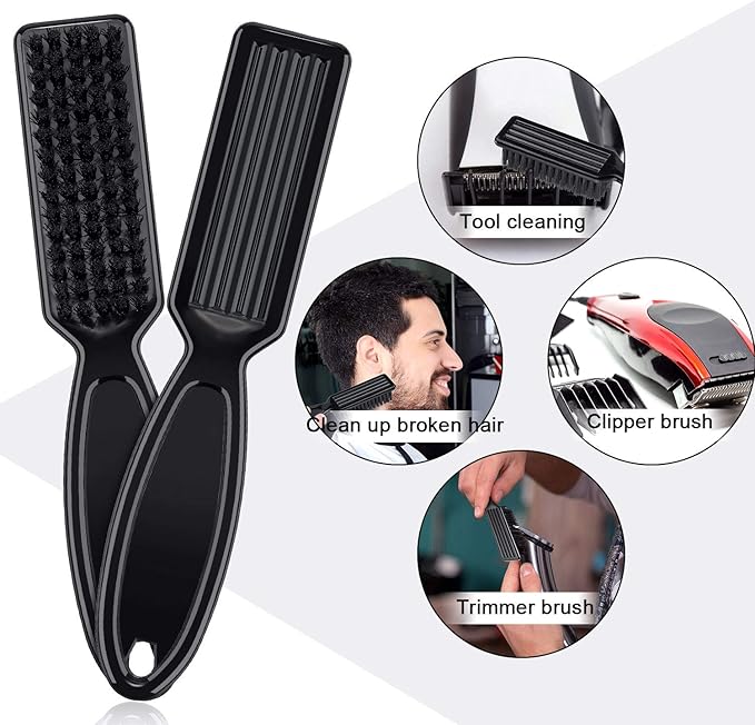 Patelai 12 Pcs Barber Clipper Brush Blade Trimmer Cleaning Brush for Fades Nail Neck Duster Manicure Salon(Black)