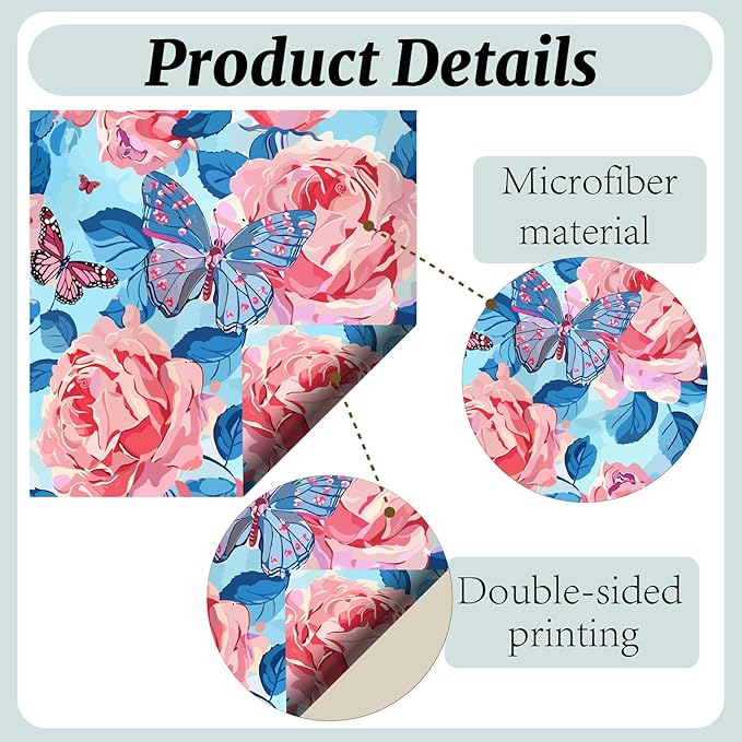 CREATCABIN 6 Packs Thickened Glasses Cleaning Cloth Elegant Flower Design