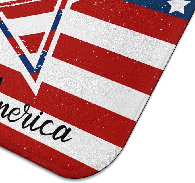 4th of July Dish Drying Mat for Kitchen Counter,Independence Day Stars Memorial Fallen Soldiers Microfiber Drying Mat, Washable Absorbent Patriot Kitchen Countertop Dish Mat Draining Mat 16×18 Inch