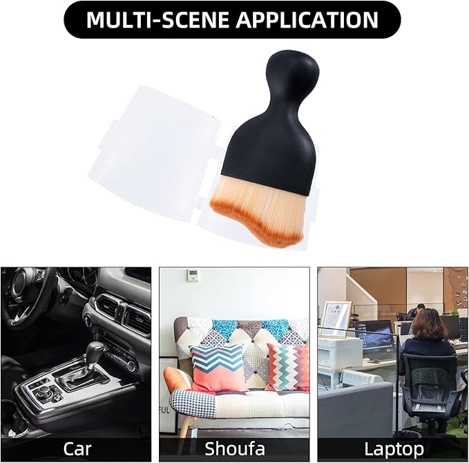 2 PCS Woobrooch Car Interior Dust Sweeping Soft Brush, Woobrooch Zabernim Car Detailing Brush,Scratch Free Curved Brushes with Case for Cleaning Engine Compartment, Dashboard, Electronics