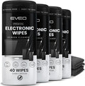 Electronic Wipes Streak-Free for Screen Cleaner & Smart Watch [4 Pack x 40] TV Screen, Smart TV, Computer Screen, Laptop, Phone, Tablet, and Electronics devices - Microfiber Cloth Included [160 Wipes]
