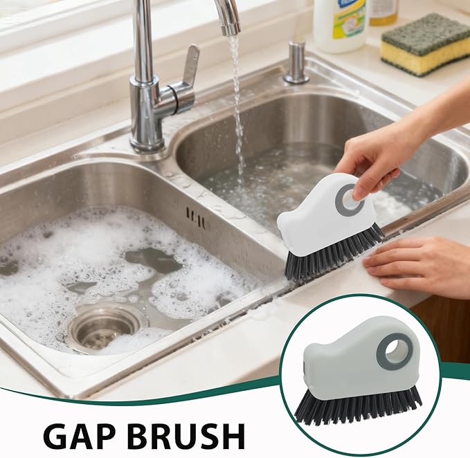 Groove Cleaning Brush, 2 in 1 Window Track Cleaning Brush with Built-in Mini Shovel - Multi - Functional Window Sill Cleaner Tool for Door/Window Grooves & Dead Corners