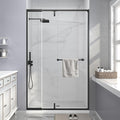 Semi Frameless Pivot Shower Door 36-42" W x 72" H, Swing Shower Glass Doors with Nano Explosion-Proof Film Tempered Glass 1/4"(6mm) Reversible Installtion, Matte Black Finish
