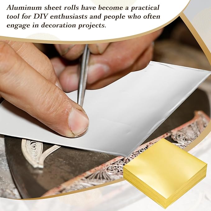 Yaocom 150 Packs Aluminum Metal Crafts DIY Foil 6 Inch x 6 Inch x 0.07 mm Thick for Art Project Aluminum Flashing Roll Wide Sheet Multipurpose Metal Sheets(Multicolor)
