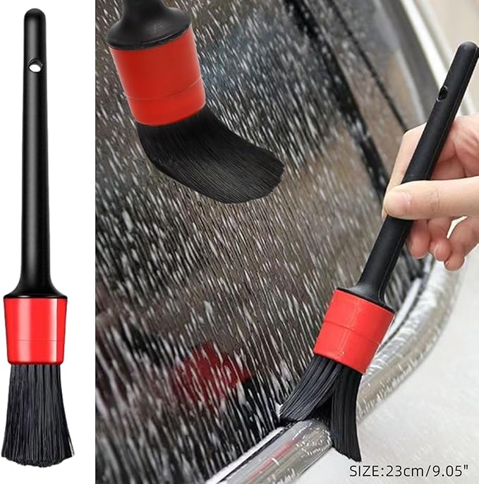 4PCS Wheel Brush Kit for Cleaning Wheel and Tire, Wheel and Rim Brush, Car Detailing Brushes, 360 Degree Bendable & Durable Car Wheel Rim Cleaner Brush Set (Red&Grey)
