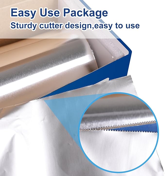 Aluminum Foil Standard 12 inch Wide, 1000 FT Food Safe Foil Wrap for Cooking, Baking, Grilling, Food Service Pony Packaging Aluminum Foil Roll (12"x1000', Standard-1 Count)