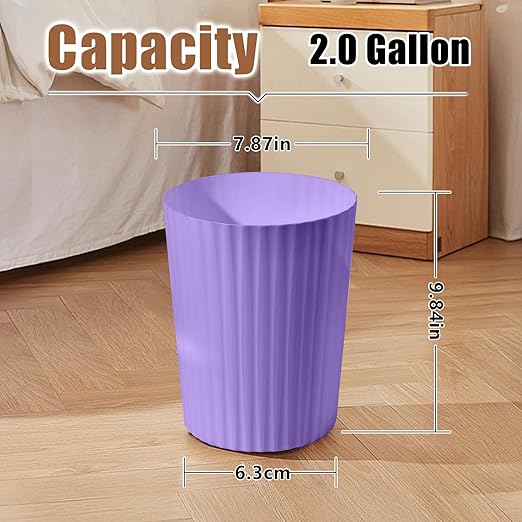 Trash Can - Small Waste basketbin - 2 Gallon- for Office,Home,Bathroom,Kitchen - Purple