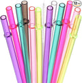 DAKOUFISH 11 Inch Clear Reusable Plastic Replacement Drinking Straws for 24 oz & 16 oz Mason Jar Tumblers,Set of 12 Pcs Straws with Cleaning Brush (11inch 7color)