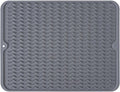 Large 24" x 18" Silicone Dish Drying Mat for Kitchen Counter, Easy clean, Quick Dry, Heat-resistant Dish Drainer Mat for Sink,Refrigerator or Drawer liner (Food Grade Silicone-Grey)