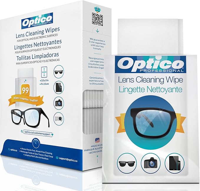 Pre-Moistened Cleaning Wipes - Premium Quality Cleaner for Eyeglasses, Screens, and Camera Lenses - No Spray Bottle or Microfiber Cloth Needed (99 Pack)
