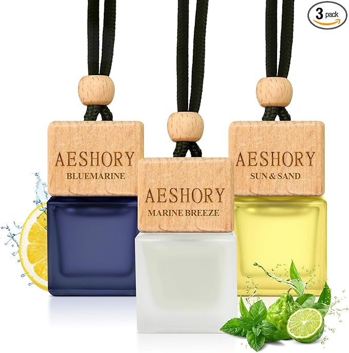 Aeshory Car Air Freshener Hanging - 3-Pack,Bluemarine Collection Car fresheners long lasting, Car Air Freshener for Women and Men, Premium Car Aromatherapy Essential Oil Diffuser Gift Set