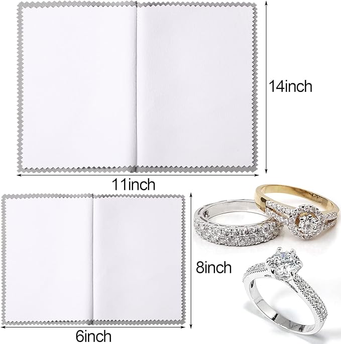 Breling 8 Pieces Large Jewelry Polishing Cloth Set Cleaning Cloths Silver Polishing Cleaning for Gold Silver Platinum Jewelry Coins Watches Silverware, 11 x 14 Inch and 6 x 8 Inch (Grey)
