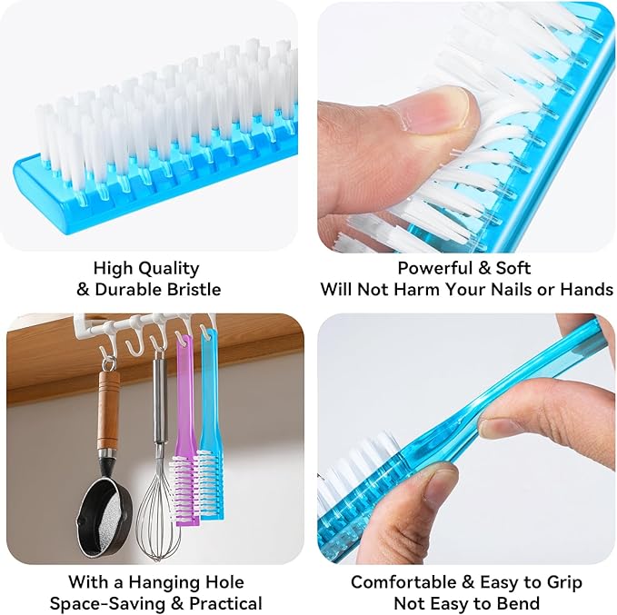 fingernail Brush with Handle Cleaning Supplies Kitchen Cleaning Brush Shoe Cleaner Laundry Brush Small Scrub Brush 4 pcs