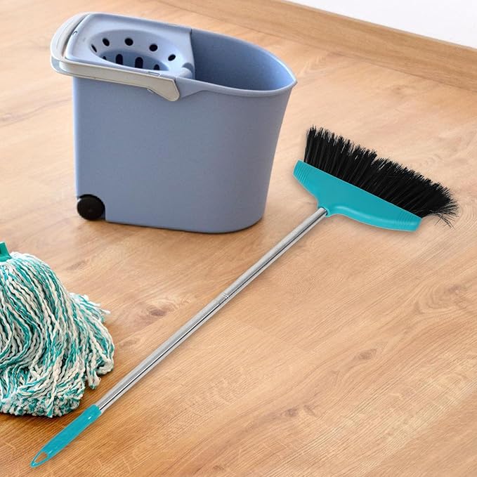 Cabilock Soft Bristle Indoor Broom Stainless Steel Handle Heavy Duty Floor Sweeping Broom Household and Commercial Cleaning Kitchen Garage Lobby Use