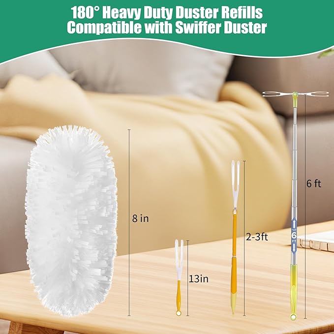 30 Count Electrostatic Duster Refills Compatible with Swiffer Duster, Multi-Surface Dusting Refills, Microfibre Feather Dusters for Cleaning, White Unscented