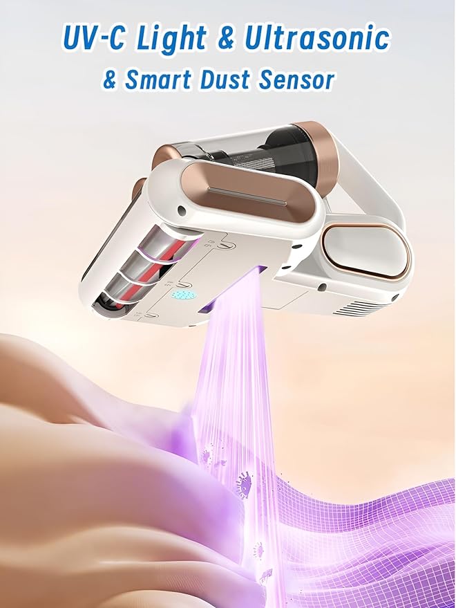 Cordless Mattress Vacuum Cleaner, Bed Vacuum Cleaner with UV-C Light,16000Pa Suction, USB Rechargeable Handheld Vacuum for Couches and Sofas,Deep Cleaning Machine for Mattress & Upholstery,Deepblue