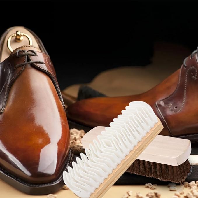 Shoe Brush Boot,Horse Hair Brush for Leather Suede Brush,Shoe Brushes for Cleaning(2 Pcs)