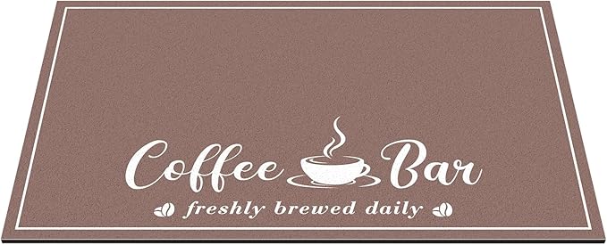 Absorbent Coffee Mat, Fashion Dish Drying Mat for Kitchen Counter Coffee Bar Accessories Espresso Machine Dish Rack 12" x 20" Brown