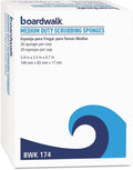 Boardwalk Scrubbing Sponge, Medium Duty, 3.6 x 6.1, 0.75" Thick, Yellow/Green, Individually Wrapped, 20/Carton