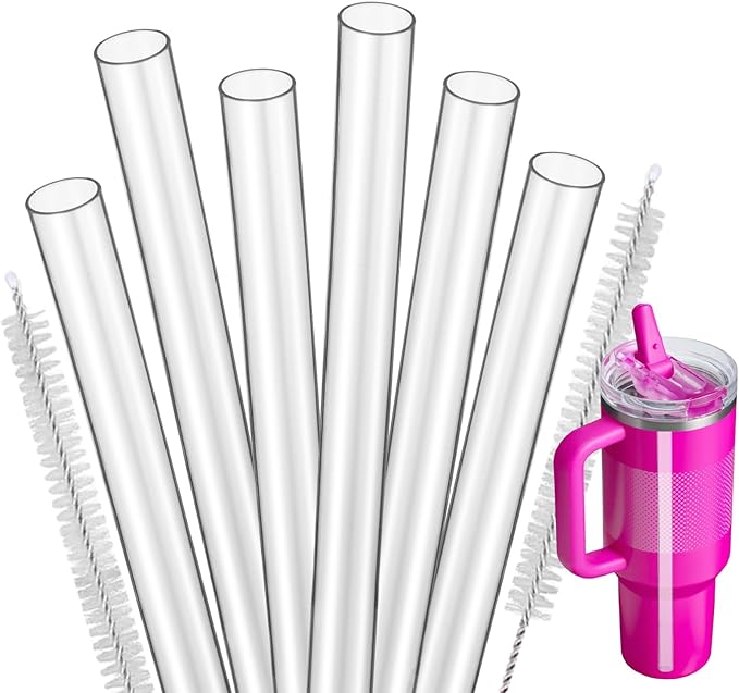 Replacement Straws for Stanley Quencher ProTour Flip Straw Tumbler 40oz, Reusable Straw with Cleaning Brush, Cup Accessories for Stanley (Transparent, for Stanley Quencher ProTour 40oz)