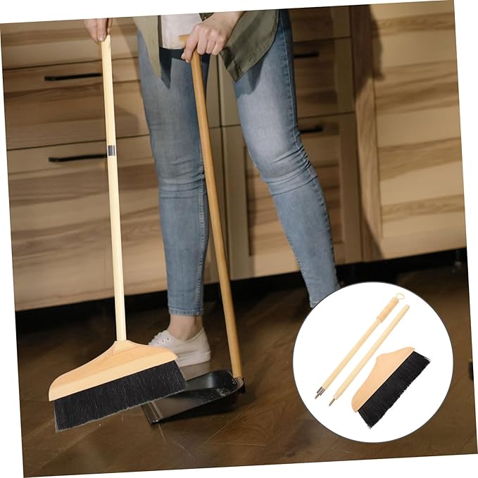 minkissy Indoor Floor Broom Soft Bristle Push Broom Heavy Duty for Carpet Sweeping