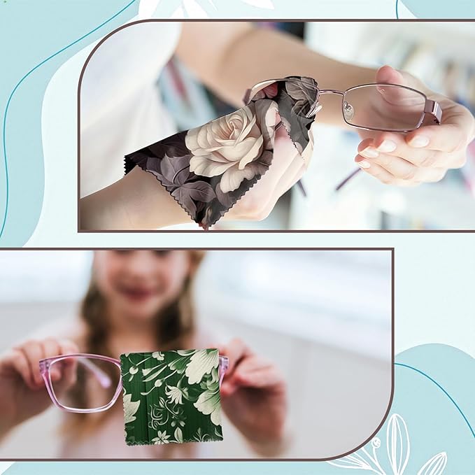 6 PCS Glasses Cleaning Cloth Eyeglass Lens Microfiber Cleaning Cloth Reusable Phone Screens Camera Cute Aesthetic Women Girls(6.3"x6.3")-Green Black