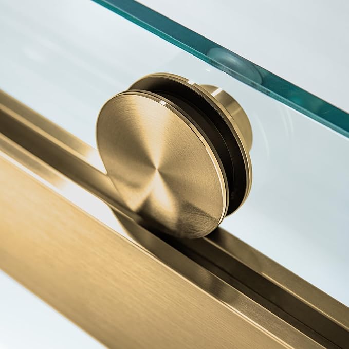 Woodbridge Frameless Bathtub Shower Doors 56-60" Width x 66" Height with 5/16"(8mm) Clear Tempered Glass, 2 Ways Opening & Double Sliding in Brushed Gold Finish