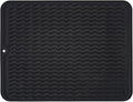 Large 24" x 18" Silicone Dish Drying Mat for Kitchen Counter, Easy clean, Quick Dry, Heat-resistant Dish Drainer Mat for Sink,Refrigerator or Drawer liner (Food Grade Silicone-Black)