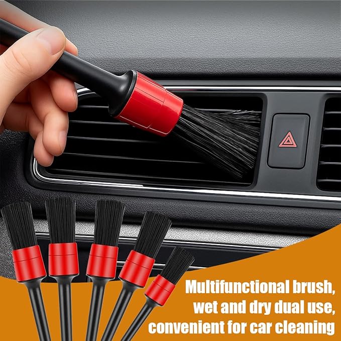 10PCS Car Detailing Brush Set, Vehicle Interior Cleaning Kit Includes Steel Wire and Air Vent Brushes, Automotive Detail Dusting Cleaner Tool Set, Universal for Most Vehicles
